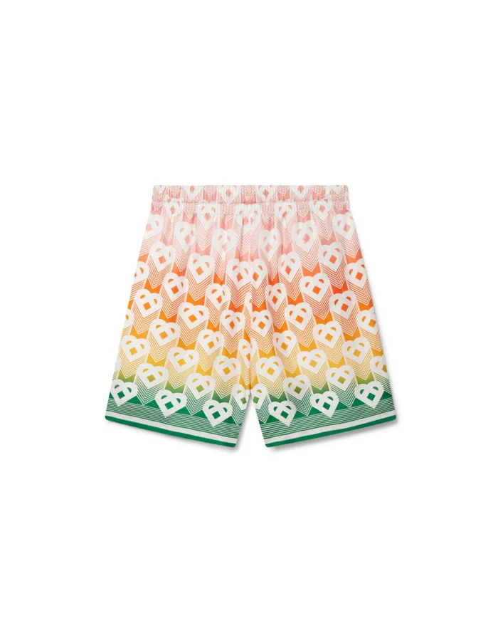 Gradient Heart Monogram Silk Shorts