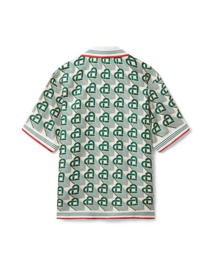 Heart Monogram Silk Shirt print Green